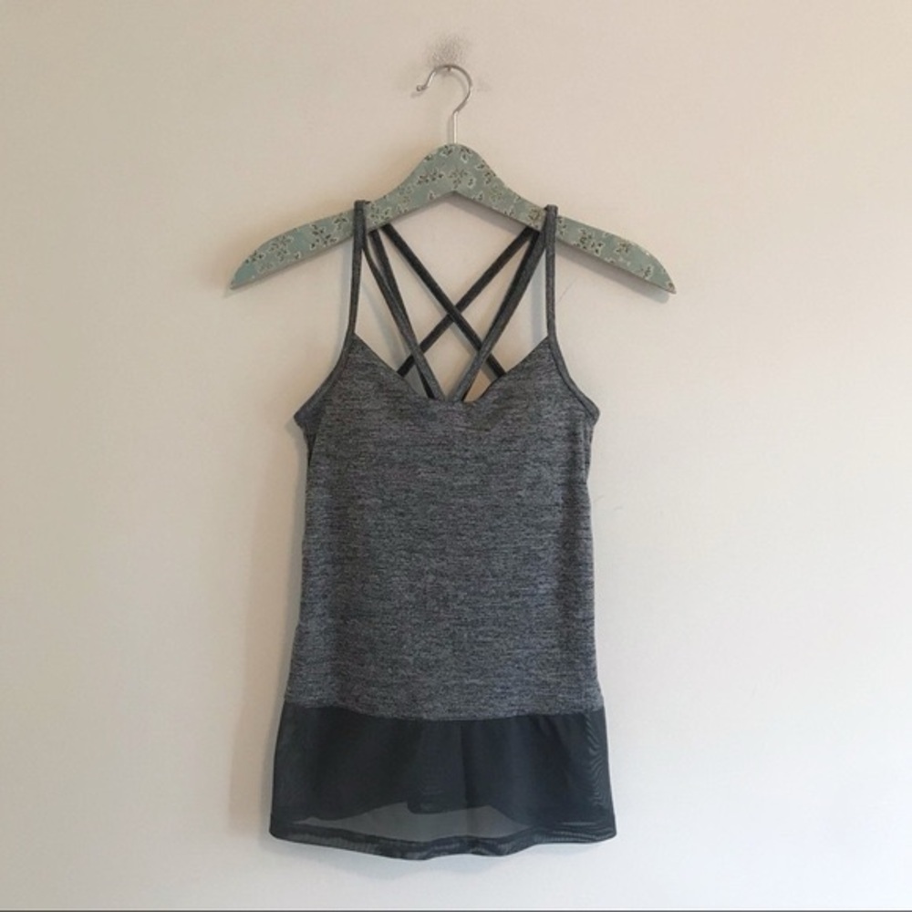 NEW NWT TLF Apparel Vitality Mesh Layered Tank Top - Size S - Heather Grey/Black - Picture 3 of 9